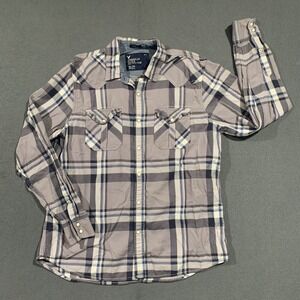 American Eagle Outfitters Mens Plaid Long Sleeve Pearl Snap Shirt XL Vintage Fit